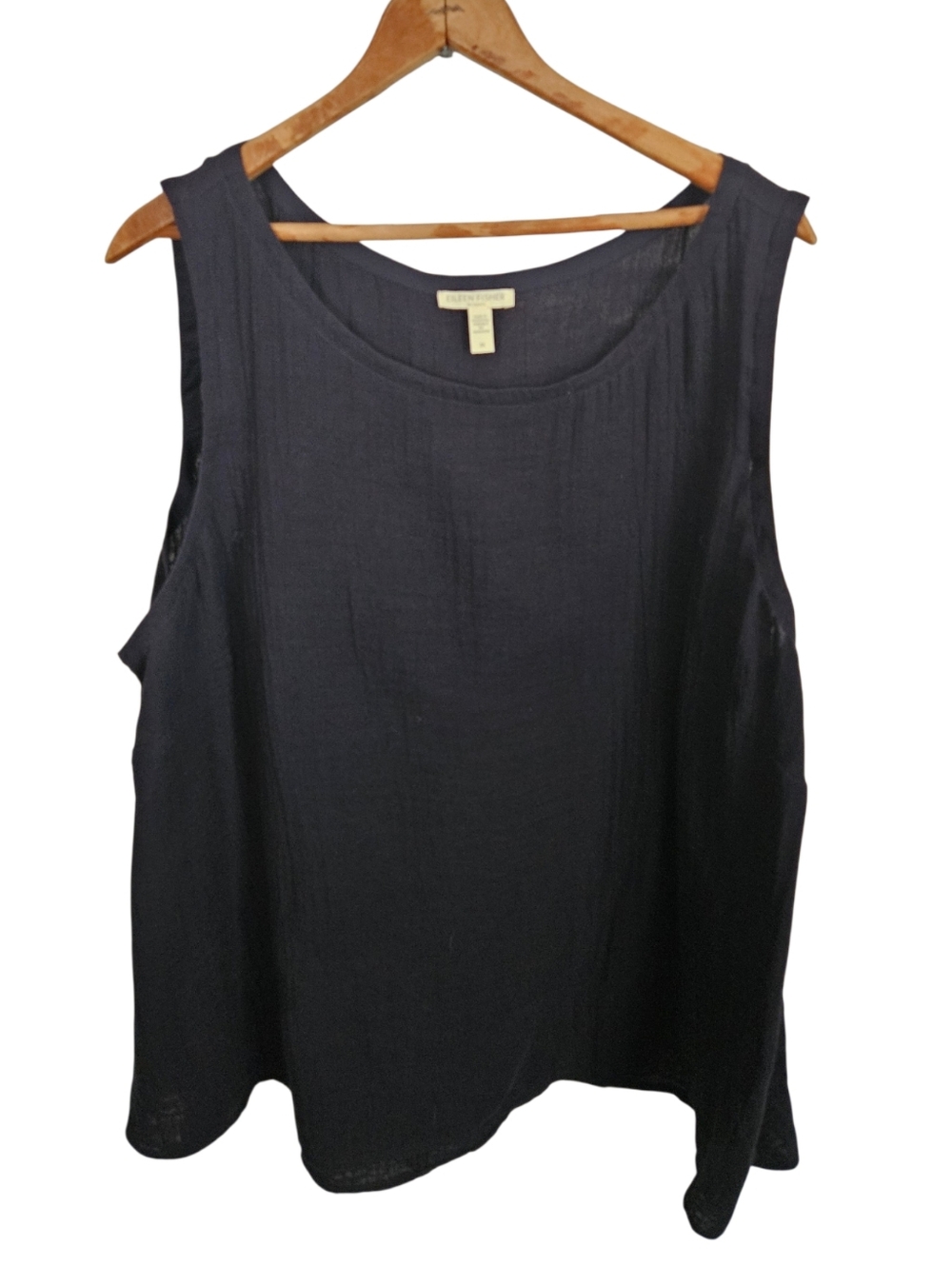 Eileen Fisher Midnight Sleeveless Scoop Neck Tank, Size 3X, 100% Organic Cotton